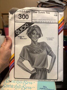 Stretch & Sew The Quick Tee Sewing Pattern 300 By Ann Person Sizes 30-46 Bust